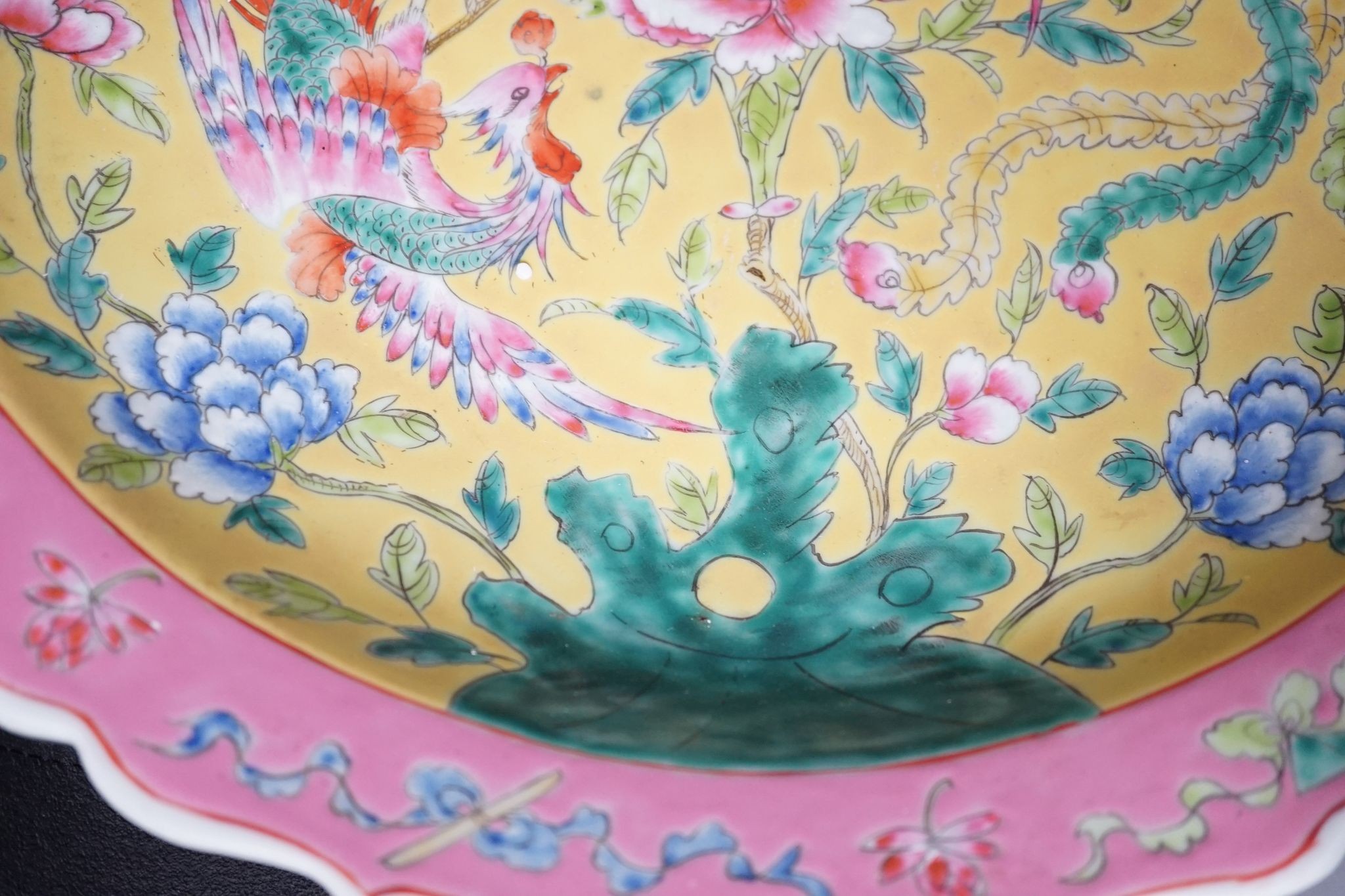 A Chinese Straits style famille rose dish, 37cm